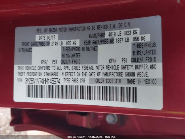 3MZBN1V74HM145974 Mazda Mazda3 Touring