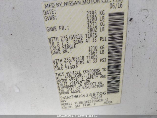 5N1AZ2MH1GN148706 Nissan MURANO SV