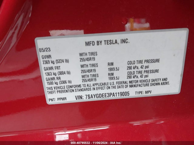 2023 TESLA MODEL Y 7SAYGDEE3PA119005 Photo 8