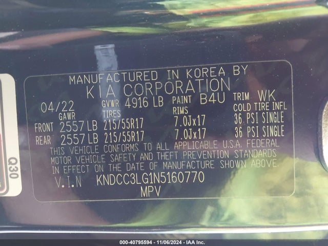 KIA Niro Ev S 2022 KNDCC3LG1N5160770 Image 9