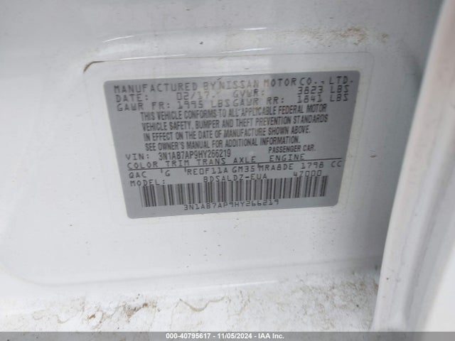 Nissan SENTRA SV 2017 3N1AB7AP9HY266219 Image 9