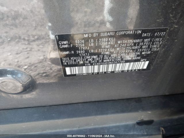 4S4BTGUD3N3267799 Subaru Outback Wilderness