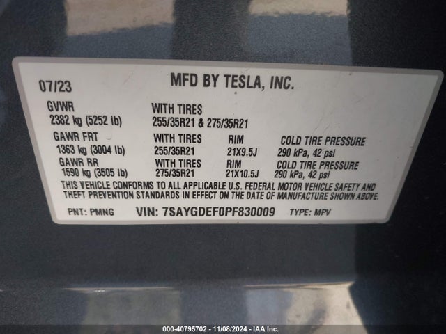 2023 TESLA MODEL Y 7SAYGDEF0PF830009 Photo 8