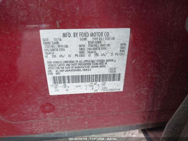 2LMPJ6KR5HBL16823 Lincoln Mkx Select
