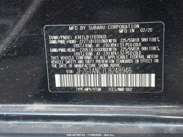 JF2GTANC7L8248946 Subaru Crosstrek Limited