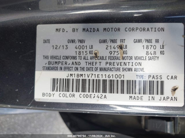 JM1BM1V71E1161001 Mazda Mazda3 I Touring