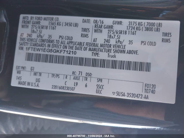 Ford F-150 Xlt 2016 1FTEW1EG5GKF71210 Image 9