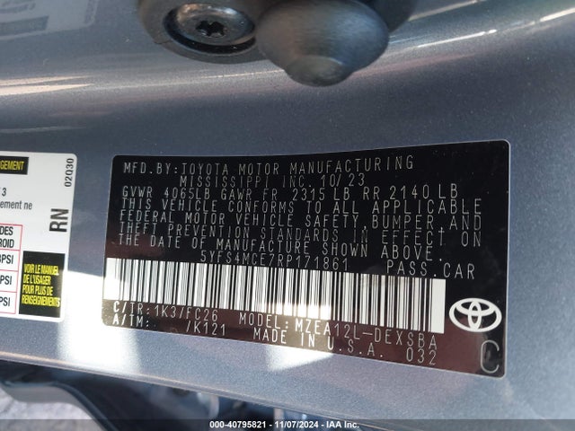 Toyota COROLLA SE 2024 5YFS4MCE7RP171861 Image 9