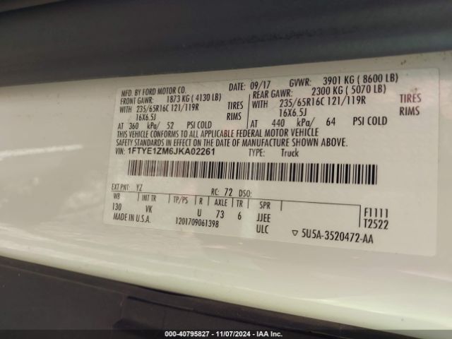 1FTYE1ZM6JKA02261 Ford Transit-150
