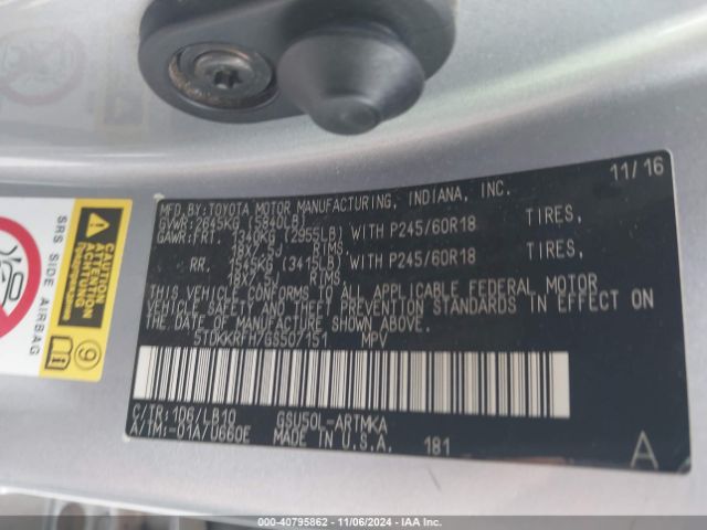 5TDKKRFH7GS507151 Toyota Highlander Xle V6