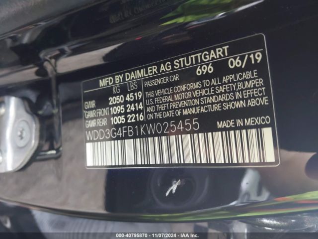 WDD3G4FB1KW025455 Mercedes-Benz A 220 4matic