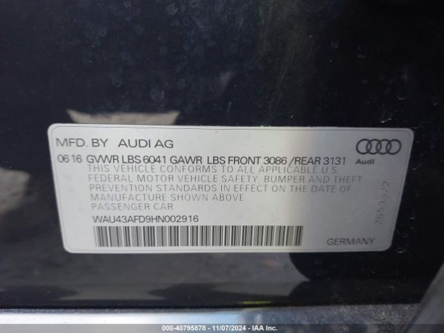 WAU43AFD9HN002916 Audi A8 L 4.0t Sport