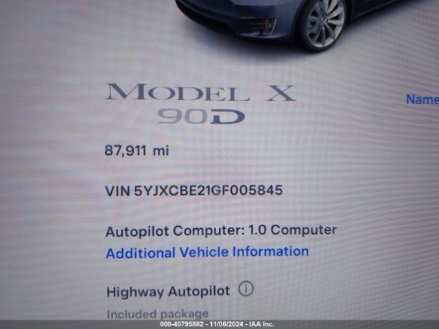 5YJXCBE21GF005845 Tesla Model X 60d/70d/75d/90d/p100d