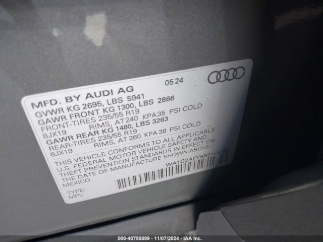 WA1G2AFY8R2103934 Audi Q5 Premium 55 Tfsi E S Line Quattro S Tronic