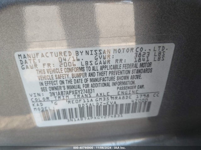 Nissan SENTRA SV 2016 3N1AB7APXGY274831 Image 9