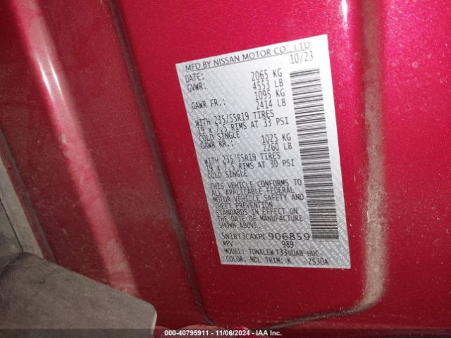 5N1BT3CAXPC906859 Nissan Rogue Sl Fwd