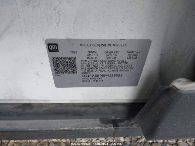 1G1FX6S00P4139255 Chevrolet Bolt Ev Fwd 2lt