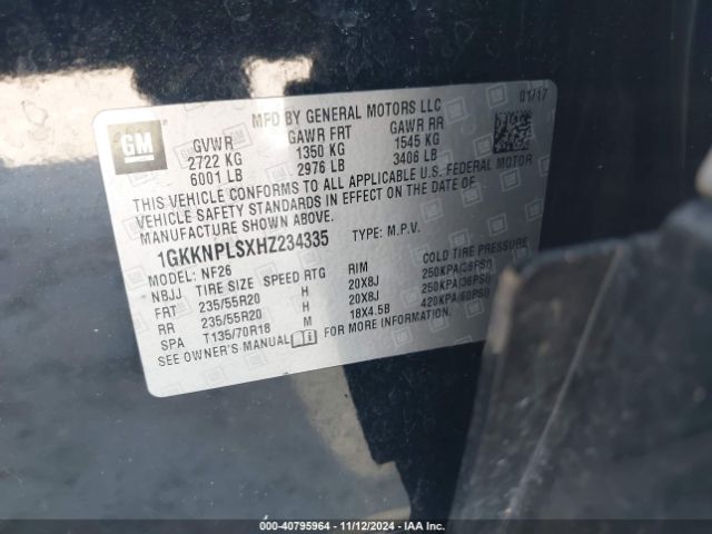 1GKKNPLSXHZ234335 GMC Acadia Denali