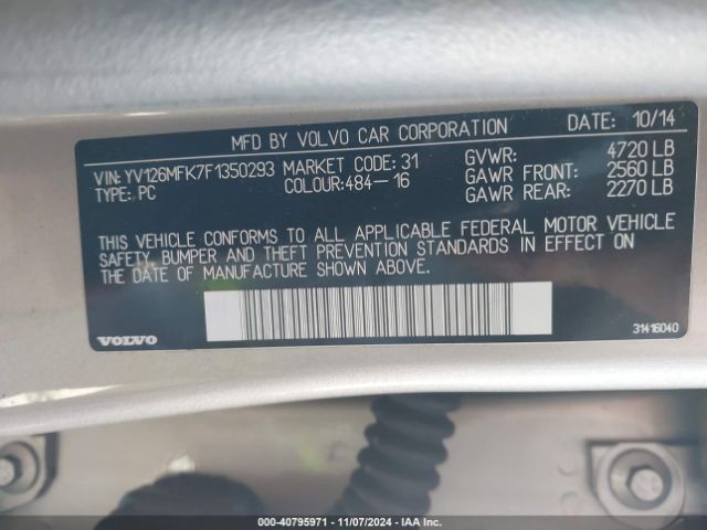 YV126MFK7F1350293 Volvo S60 T5 Premier