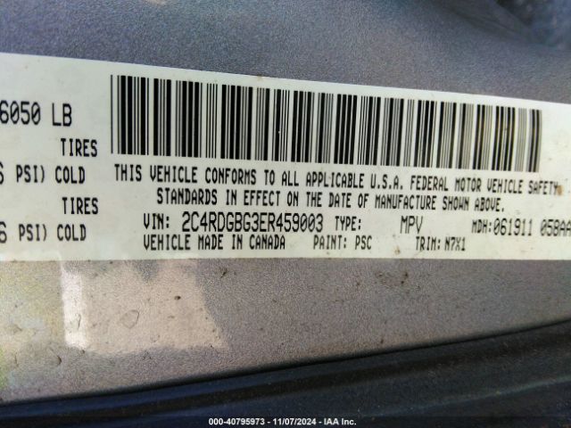 2C4RDGBG3ER459003 Dodge Grand Caravan Se 30th Anniversary