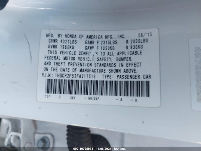 Honda Accord Sport 2015 1HGCR2F53FA217516 Image 9