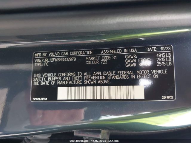 7JRL12FK6RG302879 Volvo S60 B5 Core Dark Theme