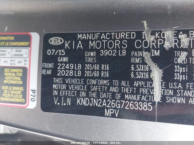 KIA Soul 2016 KNDJN2A26G7263385 Image 9