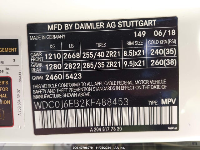 WDC0J6EB2KF488453 Mercedes-Benz Amg Glc 43 Coupe 4matic