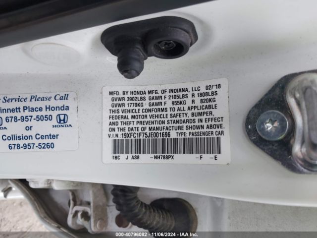 19XFC1F75JE001696 Honda Civic Ex-l