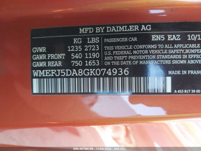 WMEFJ5DA8GK074936 Smart Fortwo Passion/prime/proxy/pure