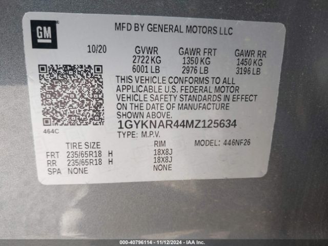 1GYKNAR44MZ125634 Cadillac Xt5 Fwd Luxury