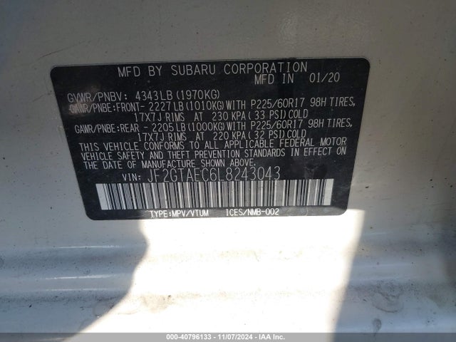 Subaru Crosstrek Premium 2020 JF2GTAEC6L8243043 Image 9