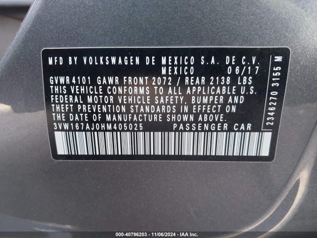 Volkswagen Jetta 1.4t S 2017 3VW167AJ0HM405025 Image 9