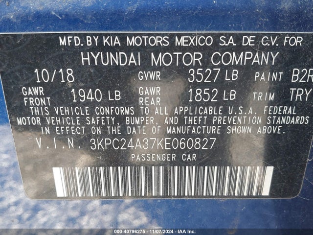 Hyundai ACCENT SE 2019 3KPC24A37KE060827 Image 9