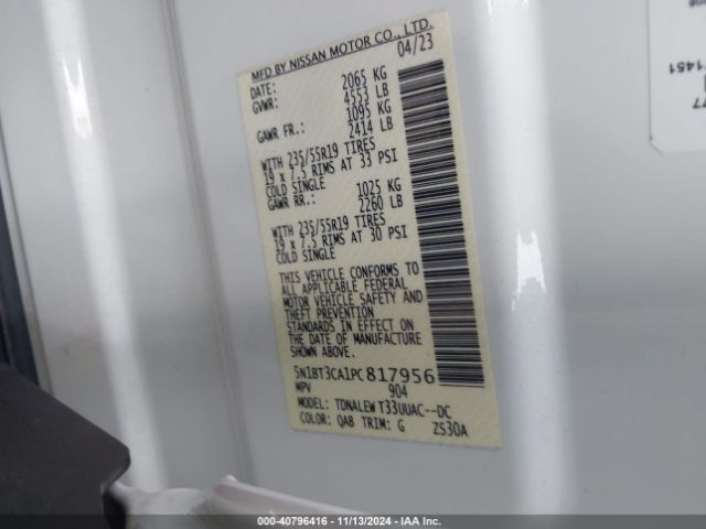 5N1BT3CA1PC817956 Nissan Rogue Sl Fwd