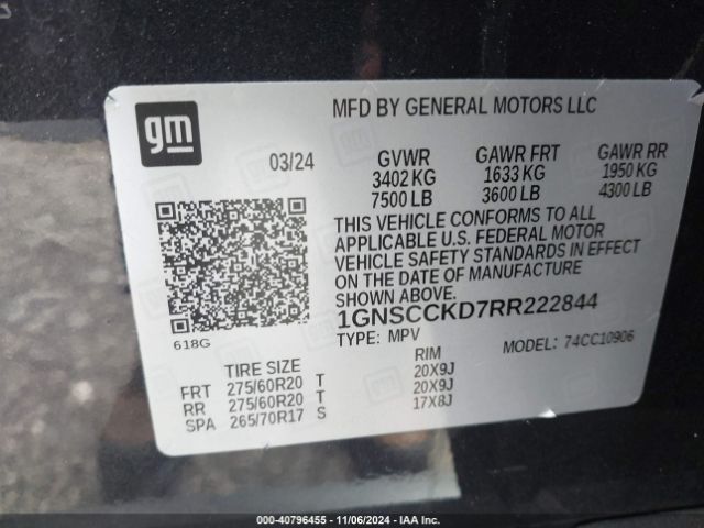1GNSCCKD7RR222844 Chevrolet Suburban 2wd Lt