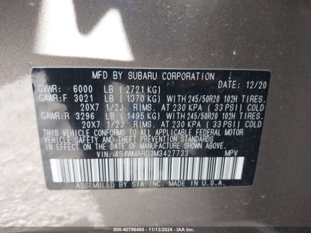 4S4WMARD3M3427733 Subaru Ascent Touring