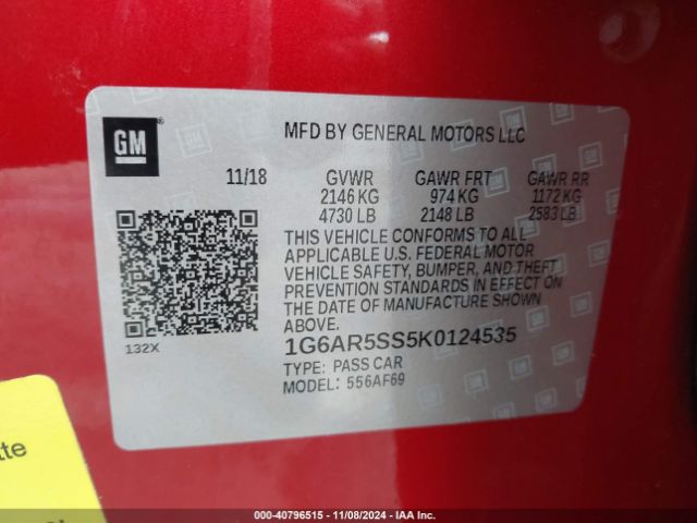 1G6AR5SS5K0124535 Cadillac CTS LUXURY