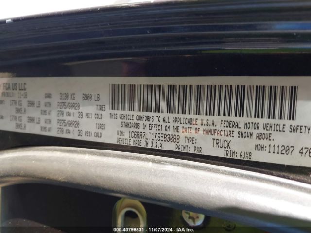 1C6RR7LT1KS583088 RAM 1500 Classic Lone Star Silver  4x4 5'7 Box