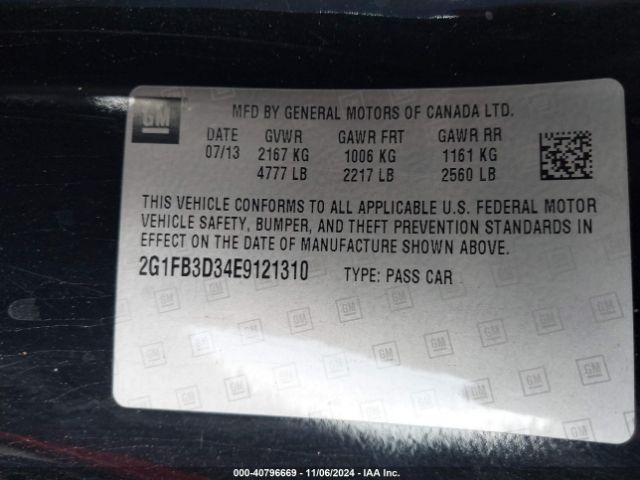 2G1FB3D34E9121310 Chevrolet Camaro 1lt
