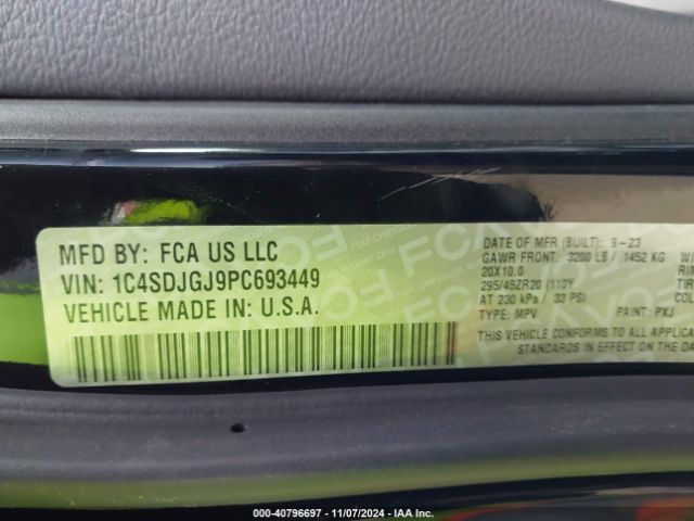 1C4SDJGJ9PC693449 Dodge Durango Srt 392 Plus Awd