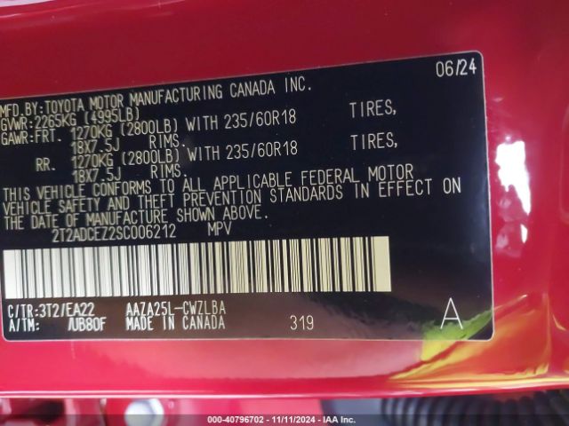 2T2ADCEZ2SC006212 Lexus NX 250
