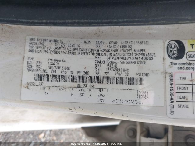 3FADP4BJ1KM140543 Ford FIESTA SE