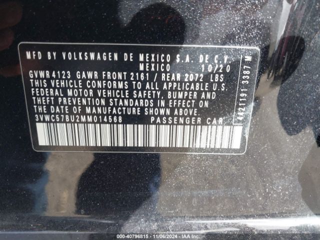 3VWC57BU2MM014568 Volkswagen Jetta 1.4t R-line/1.4t S/1.4t Se