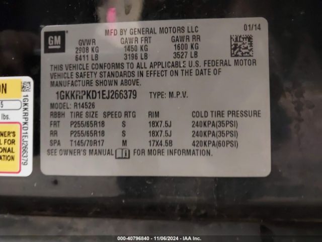 1GKKRPKD1EJ266379 GMC Acadia Sle-2