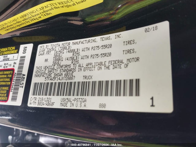 2018 TOYOTA TUNDRA 5TFAW5F14JX728087 Photo 8