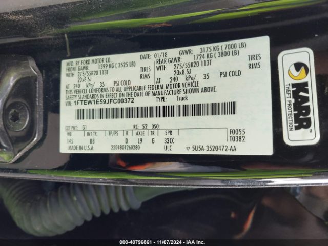 1FTEW1E59JFC00372 Ford F-150 Platinum