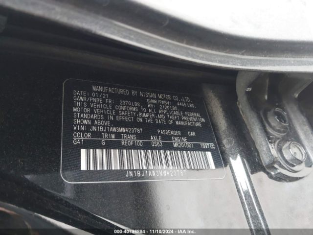 JN1BJ1AW3MW423787 Nissan Rogue Sport S Awd Xtronic Cvt