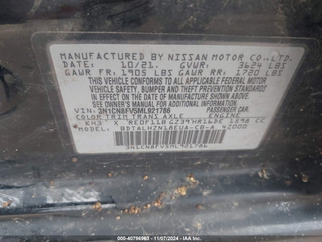 Nissan Versa Sr Xtronic Cvt 2021 3N1CN8FV5ML921786 Image 9