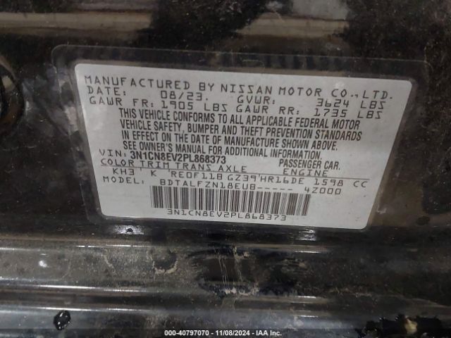 3N1CN8EV2PL868373 Nissan Versa 1.6 Sv Xtronic Cvt
